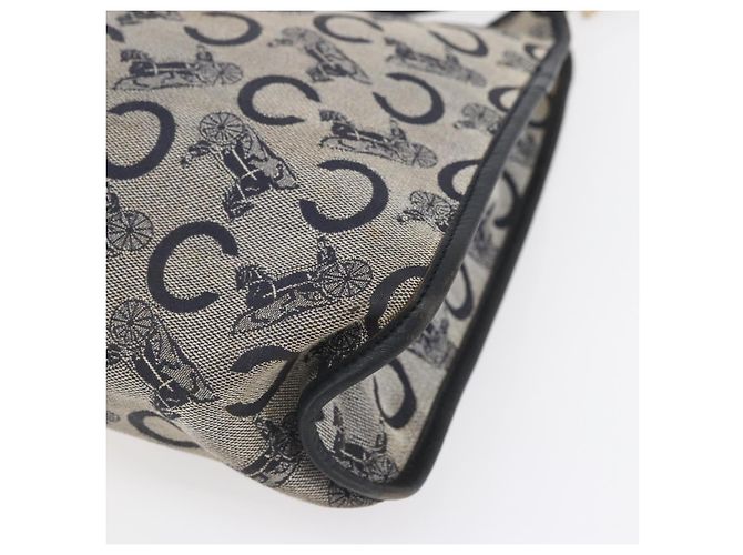 Céline Borsa a Spalla Celine C Sulky in Tela Blu Navy e Oro Auth 154713 D'oro - vista 12