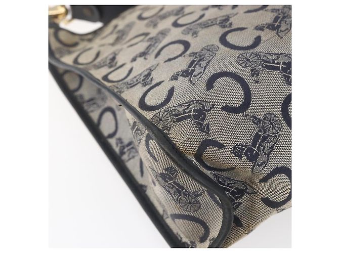 Céline Borsa a Spalla Celine C Sulky in Tela Blu Navy e Oro Auth 154713 D'oro - vista 13