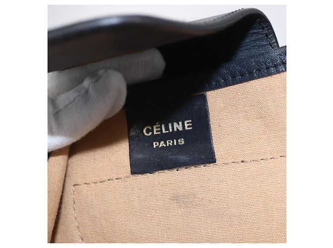 Céline Borsa a Spalla Celine C Sulky in Tela Blu Navy e Oro Auth 154713 D'oro - vista 14