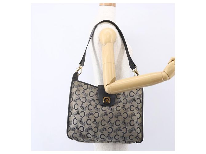 Céline Borsa a Spalla Celine C Sulky in Tela Blu Navy e Oro Auth 154713 D'oro - vista 20