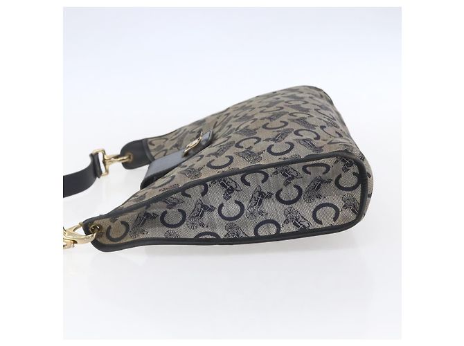 Céline Borsa a Spalla Celine C Sulky in Tela Blu Navy e Oro Auth 154713 D'oro - vista 4