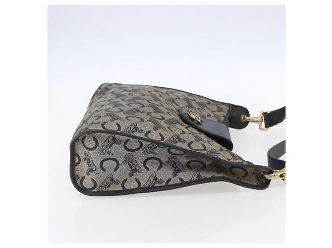 Céline Borsa a Spalla Celine C Sulky in Tela Blu Navy e Oro Auth 154713 D'oro - vista 5