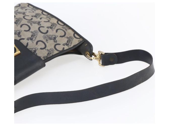 Céline Borsa a Spalla Celine C Sulky in Tela Blu Navy e Oro Auth 154713 D'oro - vista 7