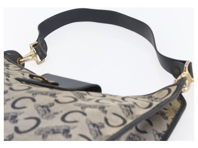 Céline Borsa a Spalla Celine C Sulky in Tela Blu Navy e Oro Auth 154713 D'oro - vista 8