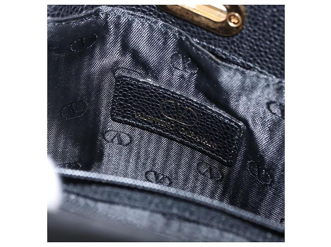 Borsa a Spalla in Pelle Nera e Oro VALENTINO Auth bs31441 Nero D'oro - vista 12