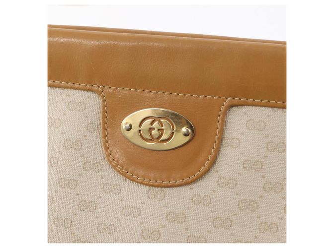 Gucci Borsa a Spalla Micro GG Supreme PVC Crema Oro 007 101 5553 Auth 151435 D'oro Crudo - vista 14