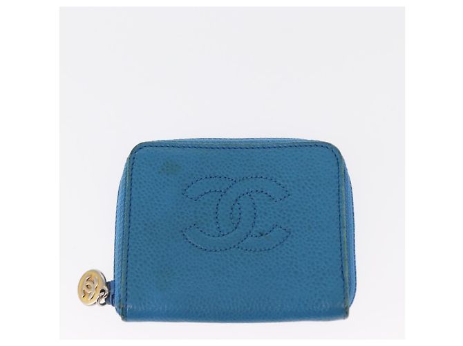 Portafoglio in pelle SAINT LAURENT BOTTEGA VENETA CHANEL 2 pezzi Auth bs31482 Nero Blu - vista 10
