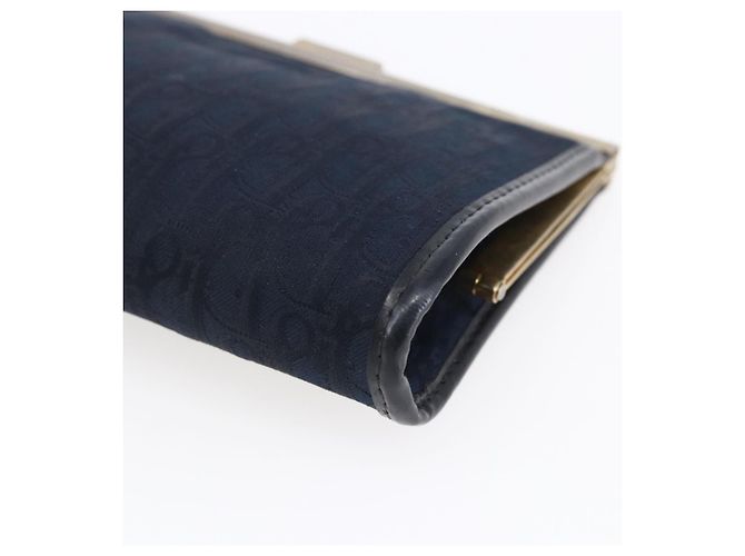Mini borsa clutch in tela Trotter Christian Dior blu navy e oro Auth mr1614 D'oro - vista 10