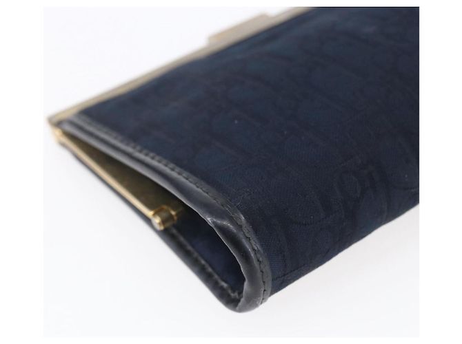 Mini borsa clutch in tela Trotter Christian Dior blu navy e oro Auth mr1614 D'oro - vista 11