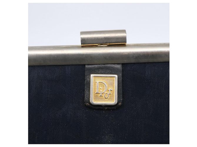 Mini borsa clutch in tela Trotter Christian Dior blu navy e oro Auth mr1614 D'oro - vista 12