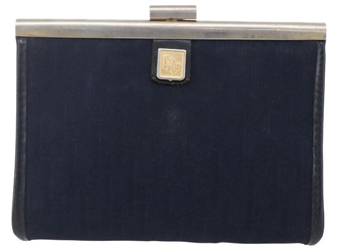 Mini borsa clutch in tela Trotter Christian Dior blu navy e oro Auth mr1614 D'oro - vista 2
