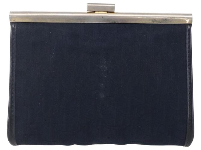 Mini borsa clutch in tela Trotter Christian Dior blu navy e oro Auth mr1614 D'oro - vista 3