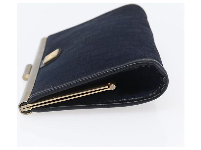 Mini borsa clutch in tela Trotter Christian Dior blu navy e oro Auth mr1614 D'oro - vista 4
