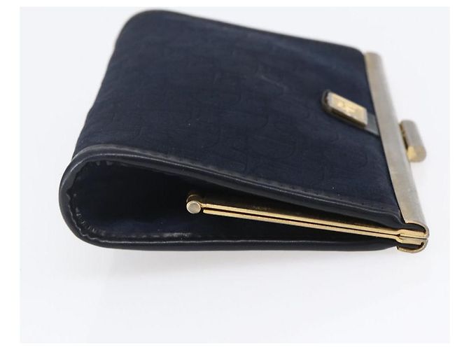 Mini borsa clutch in tela Trotter Christian Dior blu navy e oro Auth mr1614 D'oro - vista 5