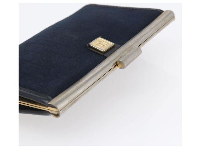Mini borsa clutch in tela Trotter Christian Dior blu navy e oro Auth mr1614 D'oro - vista 6