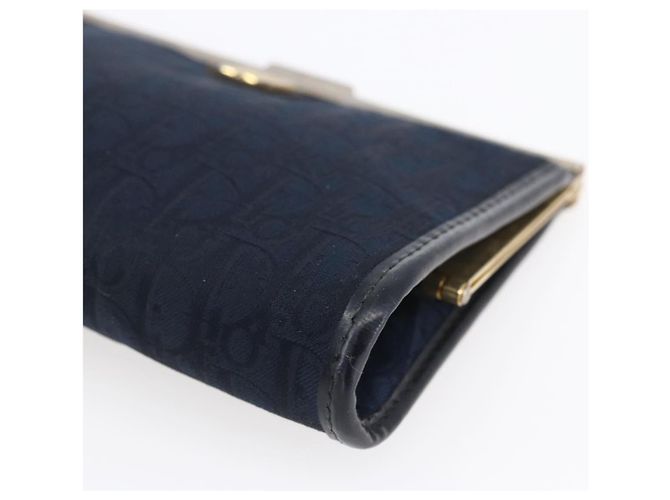 Mini borsa clutch in tela Trotter Christian Dior blu navy e oro Auth mr1614 D'oro - vista 8