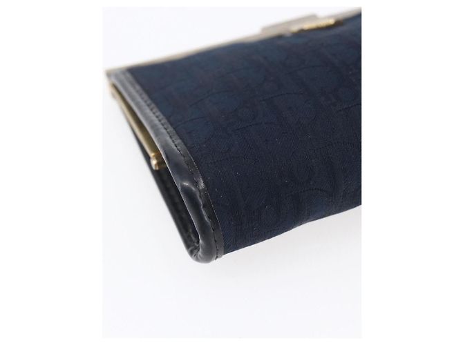 Mini borsa clutch in tela Trotter Christian Dior blu navy e oro Auth mr1614 D'oro - vista 9