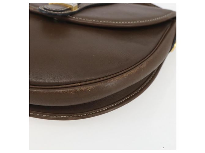 Borsa a Spalla Christian Dior in Pelle Marrone Oro Auth 151731 D'oro - vista 10