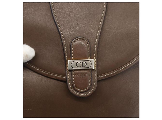 Borsa a Spalla Christian Dior in Pelle Marrone Oro Auth 151731 D'oro - vista 14