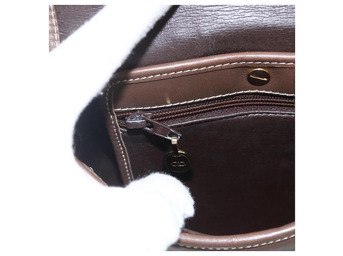 Borsa a Spalla Christian Dior in Pelle Marrone Oro Auth 151731 D'oro - vista 16