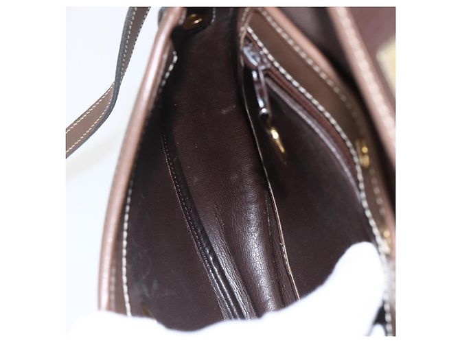 Borsa a Spalla Christian Dior in Pelle Marrone Oro Auth 151731 D'oro - vista 19