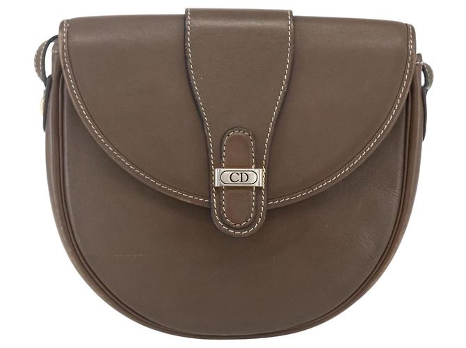 Borsa a Spalla Christian Dior in Pelle Marrone Oro Auth 151731 D'oro - vista 2