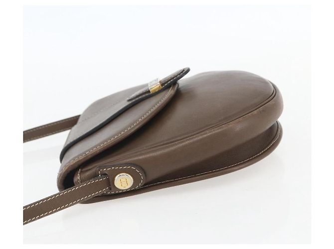 Borsa a Spalla Christian Dior in Pelle Marrone Oro Auth 151731 D'oro - vista 4