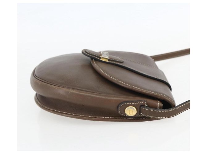 Borsa a Spalla Christian Dior in Pelle Marrone Oro Auth 151731 D'oro - vista 5