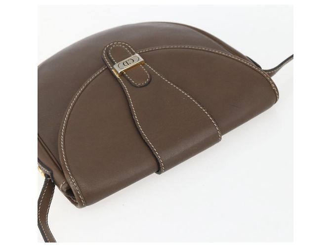 Borsa a Spalla Christian Dior in Pelle Marrone Oro Auth 151731 D'oro - vista 6