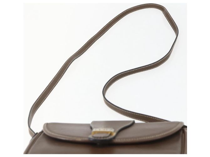 Borsa a Spalla Christian Dior in Pelle Marrone Oro Auth 151731 D'oro - vista 8