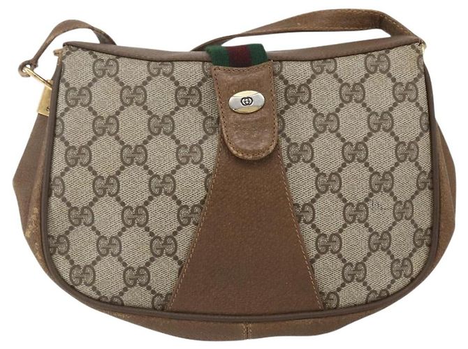 Borsa Sherry Line GG Supreme Web di GUCCI in PVC beige e oro 116 02 024 Auth 151431 D'oro - vista 2