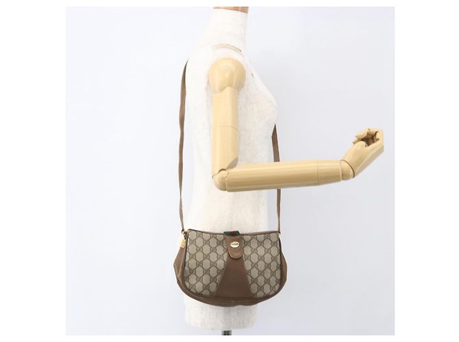 Borsa Sherry Line GG Supreme Web di GUCCI in PVC beige e oro 116 02 024 Auth 151431 D'oro - vista 23
