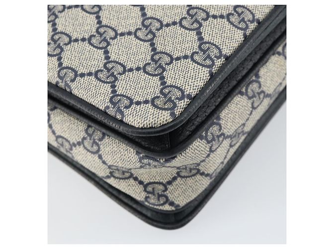 Borsa a mano GUCCI GG Supreme Sherry Line PVC Blu Navy Rosso 41 02 079 Auth 155654 - vista 13