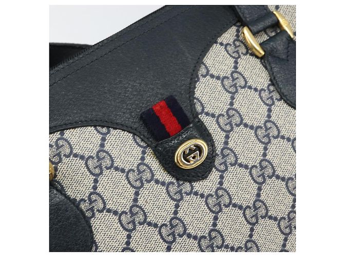 Borsa a mano GUCCI GG Supreme Sherry Line PVC Blu Navy Rosso 41 02 079 Auth 155654 - vista 14