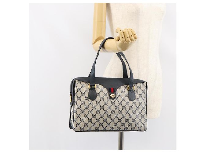 Borsa a mano GUCCI GG Supreme Sherry Line PVC Blu Navy Rosso 41 02 079 Auth 155654 - vista 26