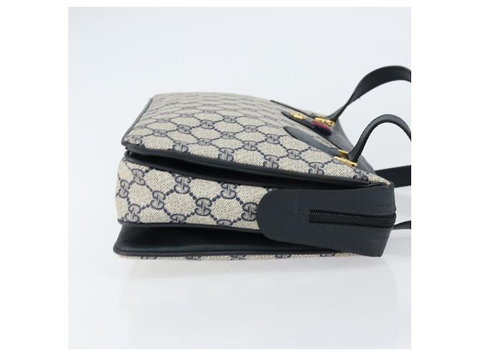 Borsa a mano GUCCI GG Supreme Sherry Line PVC Blu Navy Rosso 41 02 079 Auth 155654 - vista 4