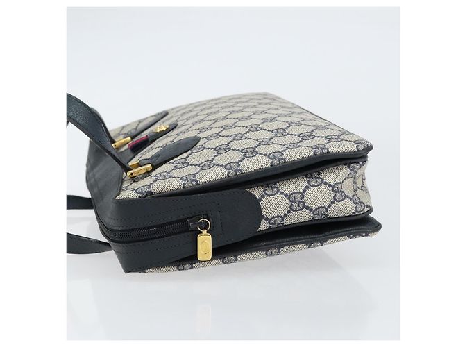 Borsa a mano GUCCI GG Supreme Sherry Line PVC Blu Navy Rosso 41 02 079 Auth 155654 - vista 5