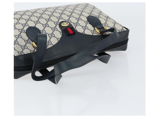 Borsa a mano GUCCI GG Supreme Sherry Line PVC Blu Navy Rosso 41 02 079 Auth 155654 - vista 7