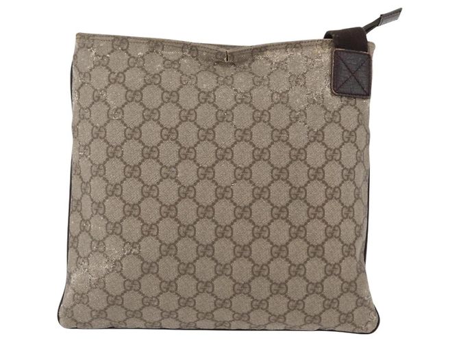 Borsa a spalla GG Supreme in PVC beige e argento di GUCCI 141626 Auth ka605 - vista 3