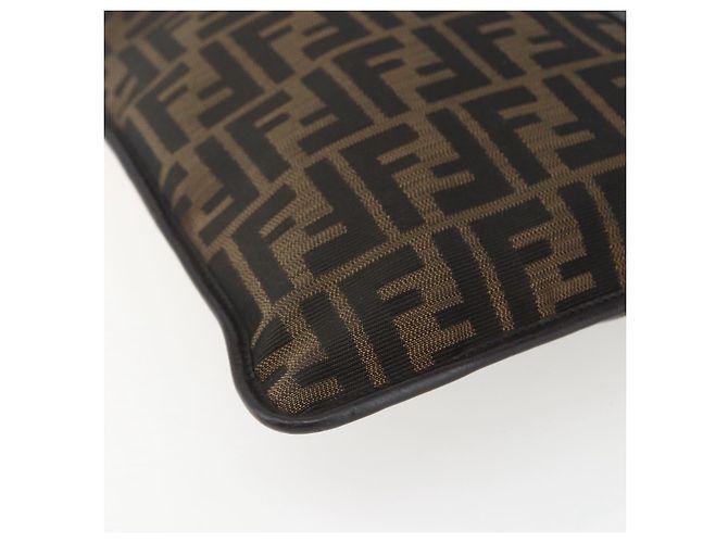 Borsa a Spalla FENDI in Tela Zucca Nera Marrone Oro Auth 156175 Nero D'oro - vista 11