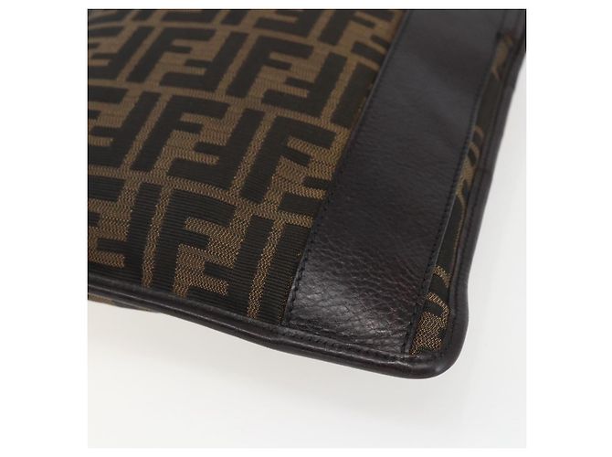 Borsa a Spalla FENDI in Tela Zucca Nera Marrone Oro Auth 156175 Nero D'oro - vista 12