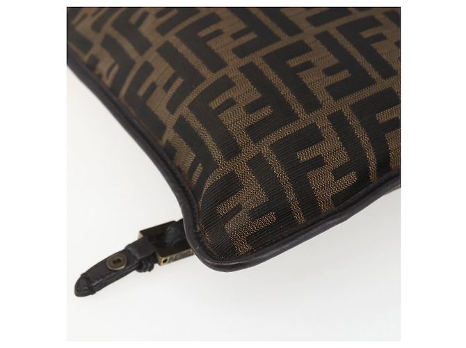Borsa a Spalla FENDI in Tela Zucca Nera Marrone Oro Auth 156175 Nero D'oro - vista 13