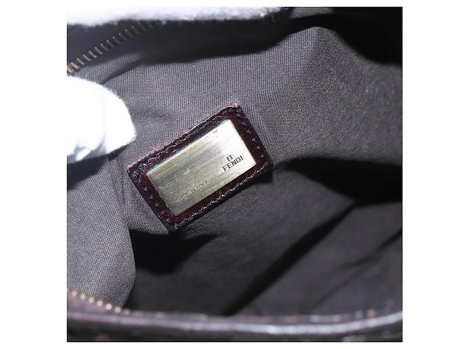 Borsa a Spalla FENDI in Tela Zucca Nera Marrone Oro Auth 156175 Nero D'oro - vista 17