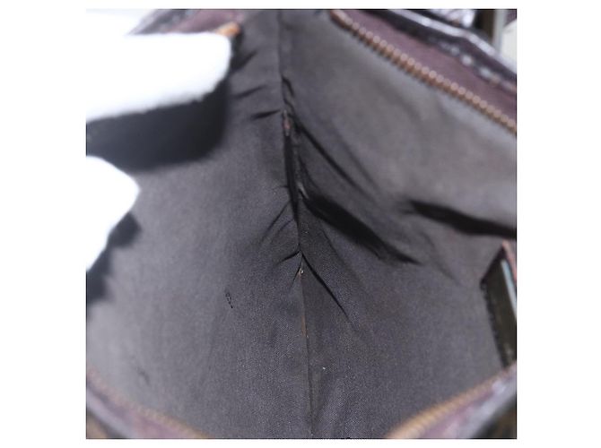 Borsa a Spalla FENDI in Tela Zucca Nera Marrone Oro Auth 156175 Nero D'oro - vista 20