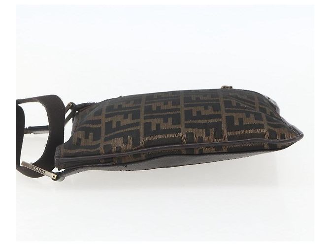 Borsa a Spalla FENDI in Tela Zucca Nera Marrone Oro Auth 156175 Nero D'oro - vista 4