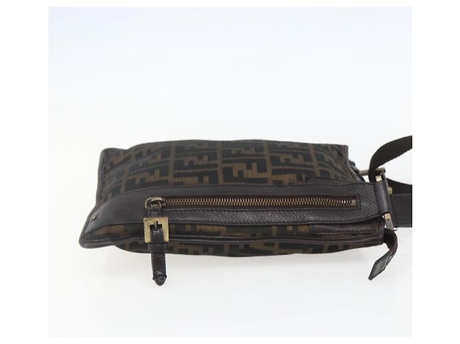 Borsa a Spalla FENDI in Tela Zucca Nera Marrone Oro Auth 156175 Nero D'oro - vista 5