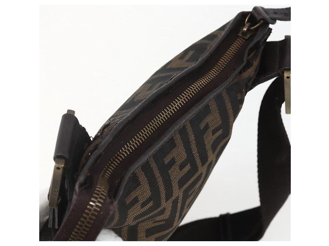Borsa a Spalla FENDI in Tela Zucca Nera Marrone Oro Auth 156175 Nero D'oro - vista 6