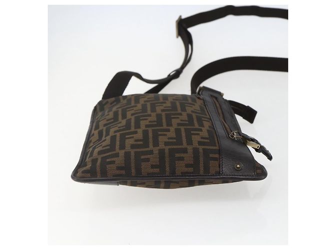 Borsa a Spalla FENDI in Tela Zucca Nera Marrone Oro Auth 156175 Nero D'oro - vista 9