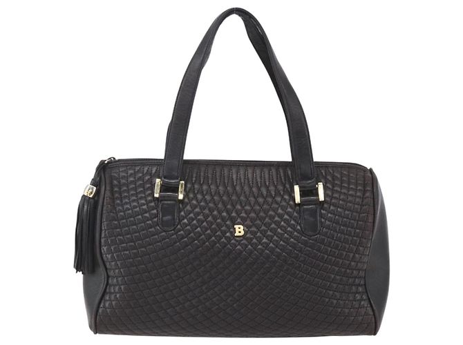 BALLY Handtasche aus Leder Schwarz Gold Auth 154726 Golden - Ansicht 2