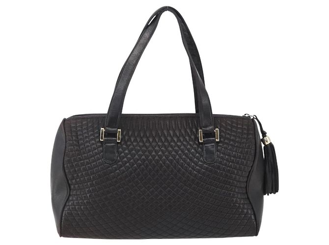 BALLY Handtasche aus Leder Schwarz Gold Auth 154726 Golden - Ansicht 3